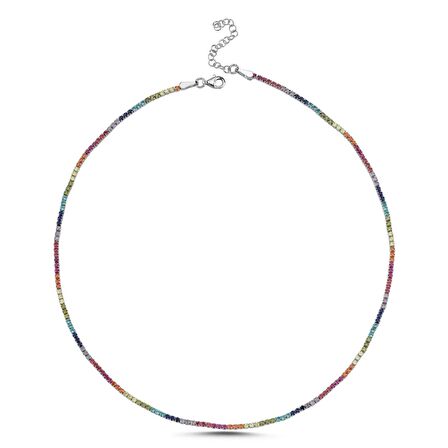 Silverlina Gümüş Suyolu 1,75mm Renkli Zirkon Taşlı Kolye