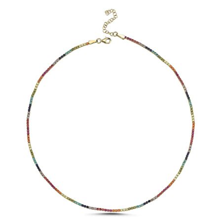 Silverlina Gümüş Suyolu 1,75mm Renkli Zirkon Taşlı Kolye