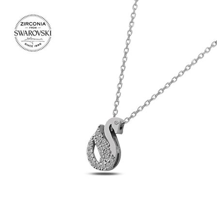 Silverlina Gümüş Swarovski Zirconia Taşlı Kuğu Kolye