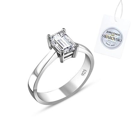 Silverlina Gümüş Swarovski Zirconia Taşlı Baget Tektaş Yüzük