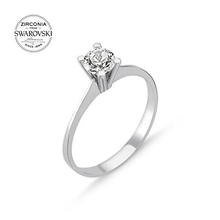 Silverlina Gümüş Swarovski Zirconia Taşlı Tektaş Yüzük