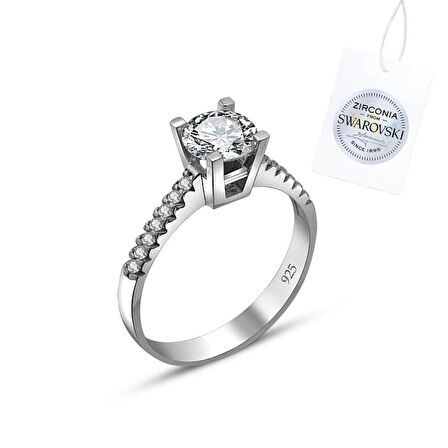 Silverlina Gümüş Swarovski Zirconia Taşlı Tektaş Yüzük
