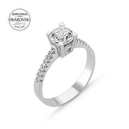 Silverlina Gümüş Swarovski Zirconia Taşlı Tektaş Yüzük