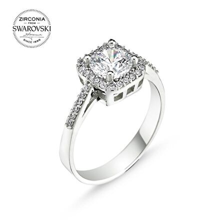 Silverlina Gümüş Swarovski Zirconia Taşlı Tektaş Yüzük