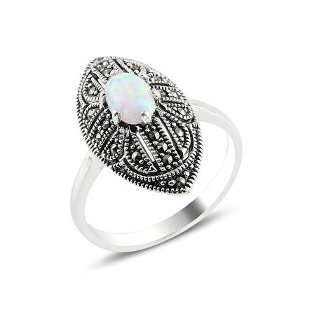 Silverlina Gümüş Opal & Markazit Taşlı Yüzük