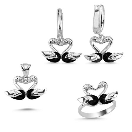Silverlina Gümüş Kuğu Zirkon Taşlı Set
