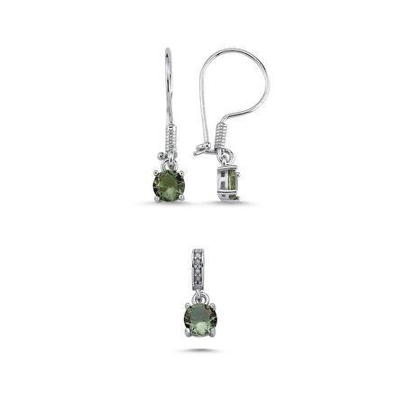 Silverlina Gümüş 6mm Yuvarlak Sultanit Zirkon Tektaş Set