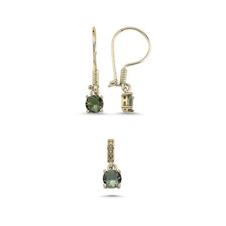 Silverlina Gümüş 6mm Yuvarlak Sultanit Zirkon Tektaş Set