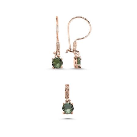 Silverlina Gümüş 6mm Yuvarlak Sultanit Zirkon Tektaş Set