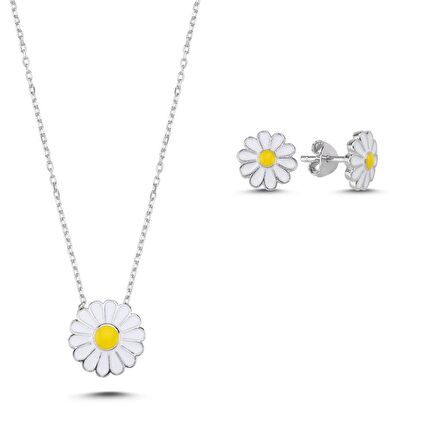 Silverlina Gümüş Mineli Papatya Set