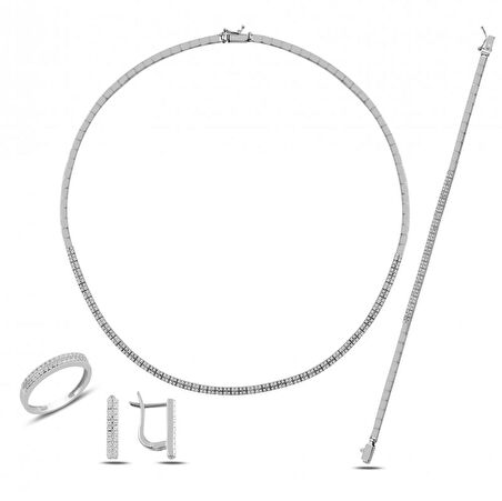 Silverlina Gümüş Zirkon Taşlı Set