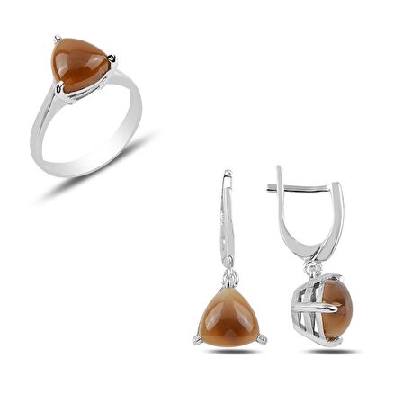 Silverlina Gümüş Kalsedon Taşlı Set