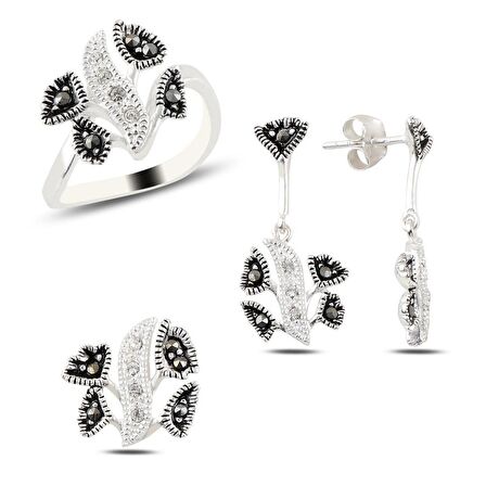 Silverlina Gümüş Markazit & Zirkon Taşlı Set