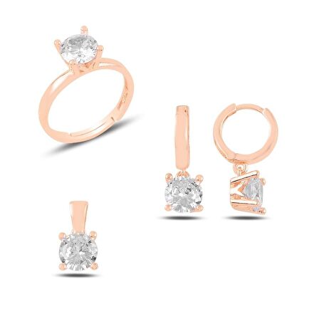 Silverlina Gümüş Tektaş Zirkon Taşlı Set