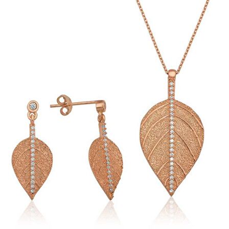 Silverlina Gümüş Yaprak İkili Set