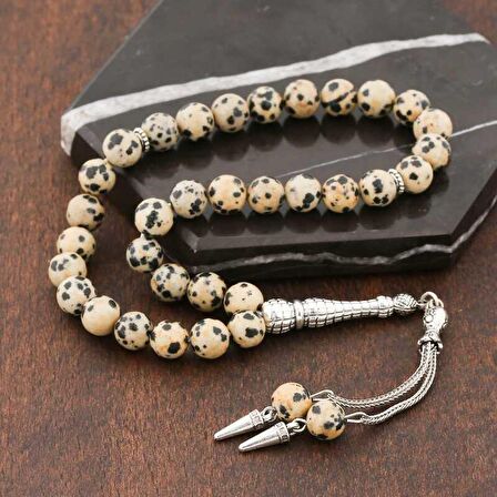 Silverlina ​Doğaltaş Metal Püsküllü Dalmaçyalı Jasper Taşı Tesbih