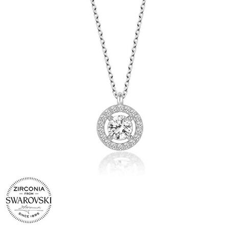 Silverlina Swarovski Taşlı Gümüş Tektaş Bayan Kolye