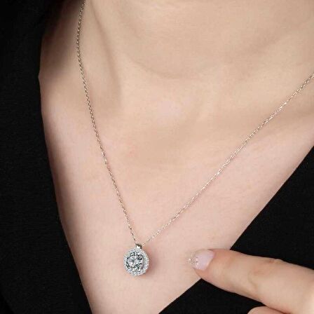 Silverlina Swarovski Taşlı Gümüş Tektaş Bayan Kolye