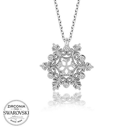 Silverlina Swarovski Taşlı Gümüş Kartanesi Bayan Kolye