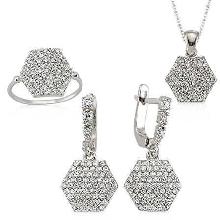 Silverlina Gümüş Altıgen Bayan Set