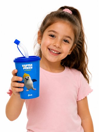 BakGelAl Lisanslı Kaptan Pengu ve Arkadaşları Pipetli Çocuk Bardağı, Eğlenceli Kaptan Pengu
