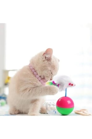 Tüylü Fare Şekilli Hacıyatmaz Kedi Oyuncağı