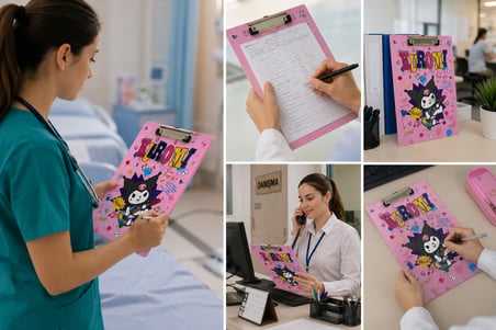 BakGelAl Sanrio Lisanslı Kuromi Sekreterlik A4 Boy Metal Klipsli Evrak Tutucu Yazı Altlığı Pembe - Renk: Pembe