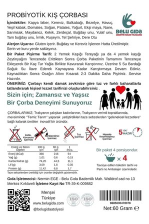 Şehriyeli Probiyotik Kış Çorbası 60 gr (4 Porsiyon) Pestisitsiz Bebek, Çocuk ve Yetişkin İçin Uygun