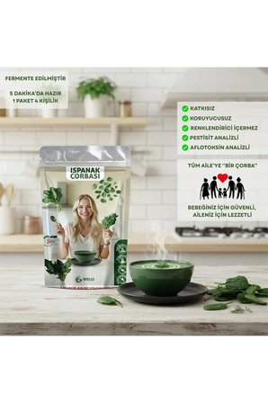 Ispanak Çorbası 60 gr (4 Porsiyon) Pestisitsiz - Bebek, Çocuk ve Yetişkin Beslenmesine Uygun