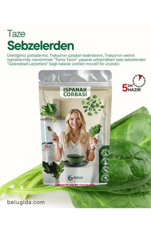 Ispanak Çorbası 60 gr (4 Porsiyon) Pestisitsiz - Bebek, Çocuk ve Yetişkin Beslenmesine Uygun