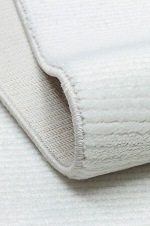 GENOA-59-G Yumuşak Sık Dokuma Modern Salon Koridor Halısı-BEYAZ