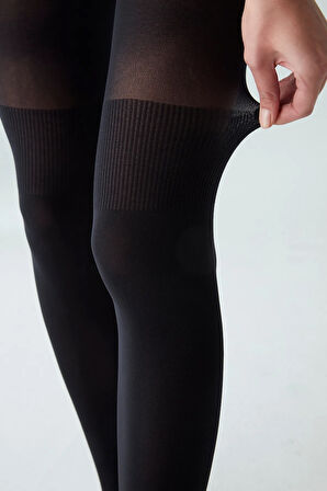 STND Siyah Over Knee Külotlu Çorap Klasik