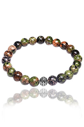 Sertifikalı Gümüş Aparatlı Doğal Unakit Taşı Bileklik