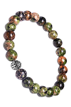 Sertifikalı Gümüş Aparatlı Doğal Unakit Taşı Bileklik