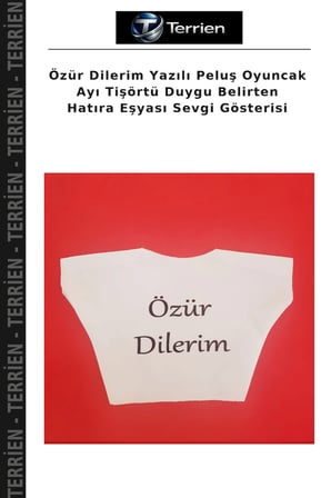 Özür Dilerim Yazılı Peluş Oyuncak Ayı Tişörtü Duygu Belirten Hatıra Eşyası Sevgi Gösterisi