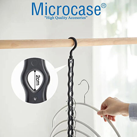 Microcase Sert ABS Plastik 360 Döner 10 Gözlü Fonksiyonel Elbise Askısı Çoklayıcı 1 Adet - GRİ AL4985