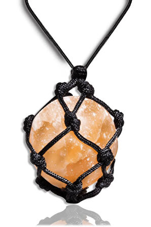 Sertifikalı Ham Işlenmemiş Ayarlanabilir Doğal Turuncu Selenit Taşı Kolye