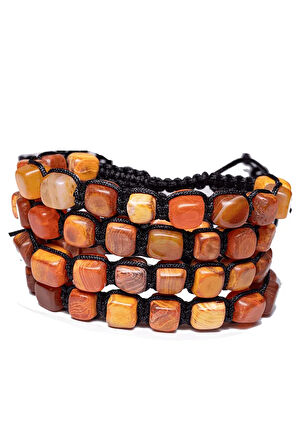 Sertifikalı Küp Kesim Turuncu Akik Taşı Doğal Taş Bileklik