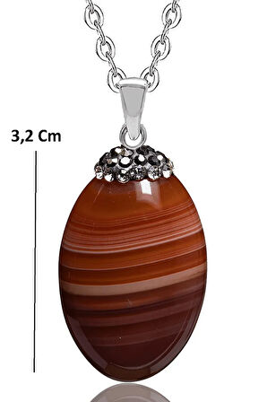 Sertifikalı Aaa Kalite Zirkon Taşlı Karnelyan Karneol Akik Doğal Taş Kolye