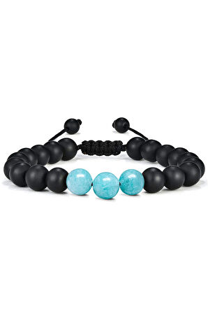 Sertifikalı Makrome Akuamarin Taşı Doğal Taş Bileklik Seti