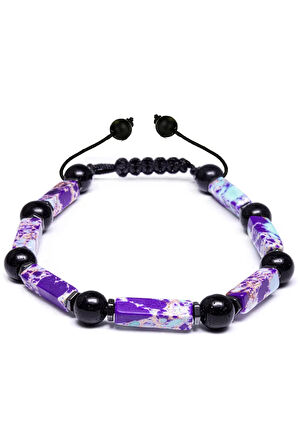 Sertifikalı Doğal Mor Varisit Oniks Hematit Taşı Bileklik