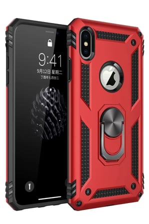 Newface Apple iPhone XS Max Kılıf Sofya Yüzüklü Silikon Kapak - Kırmızı