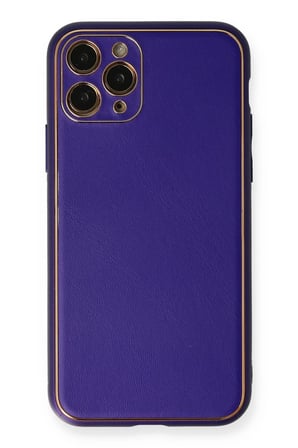 Newface Apple iPhone 11 Pro Kılıf Coco Deri Silikon Kapak - Mor