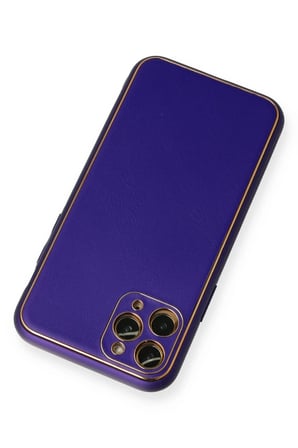 Newface Apple iPhone 11 Pro Kılıf Coco Deri Silikon Kapak - Mor