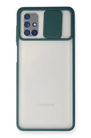 Newface Samsung Galaxy M51 Kılıf Palm Buzlu Kamera Sürgülü Silikon - Yeşil
