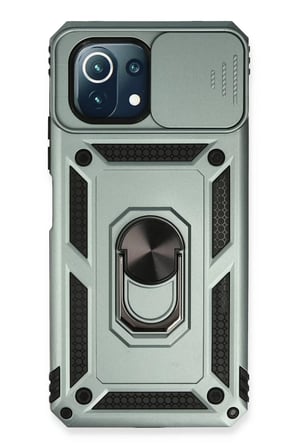 Newface Xiaomi Mİ 11 Lite Kılıf Pars Lens Yüzüklü Silikon - Yeşil