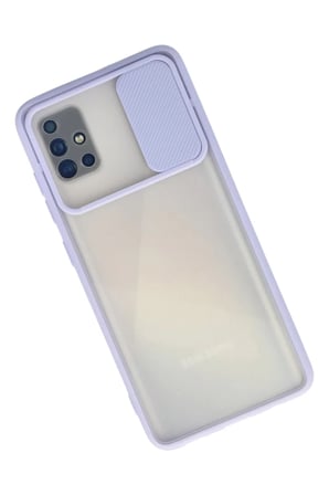 Newface Samsung Galaxy A71 Kılıf Palm Buzlu Kamera Sürgülü Silikon - Lila