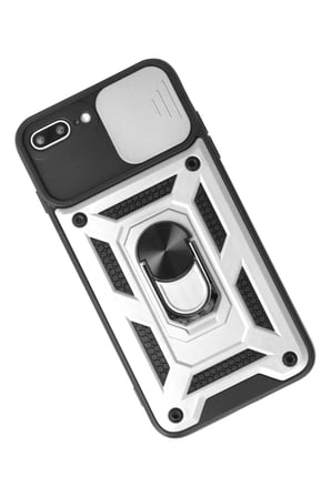 Newface Apple iPhone 7 Plus Kılıf Pars Lens Yüzüklü Silikon - Gümüş