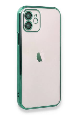 Newface Apple iPhone 12 Kılıf Razer Lensli Silikon - Yeşil