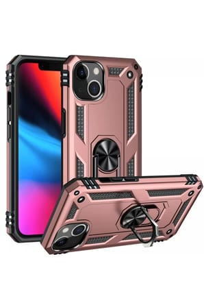 Newface Apple iPhone 13 Kılıf Sofya Yüzüklü Silikon Kapak - Rose